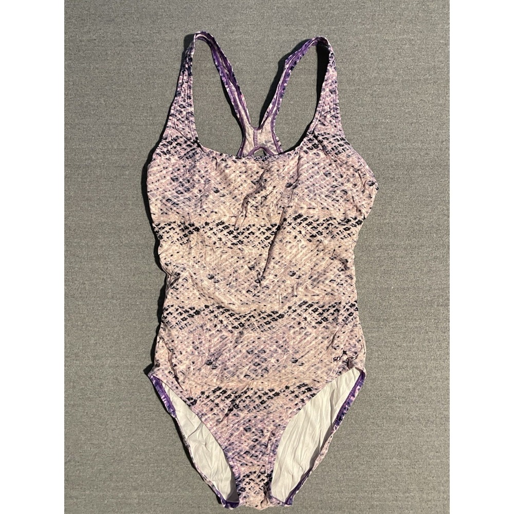 Speedo Pink Pattern One Piece Swimsuit Women Size 10 Athletic Slimming Swimwear